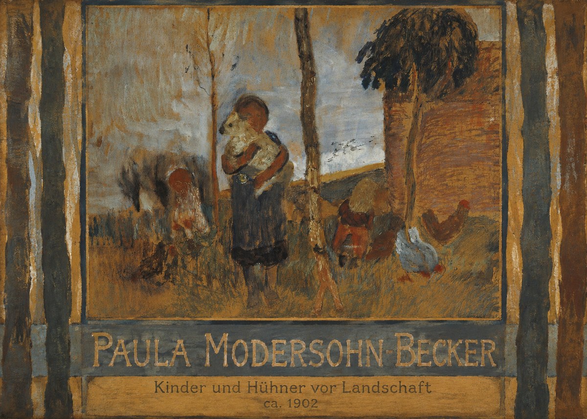 Paula Modersohn-Becker Kinder Und Hühner Vor Landschaft No3 - Plakat