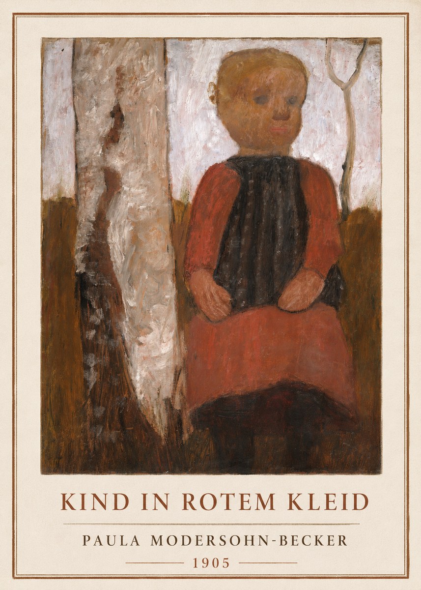 Paula Modersohn-Becker Kind in Rotem Kleid No2 - Plakat