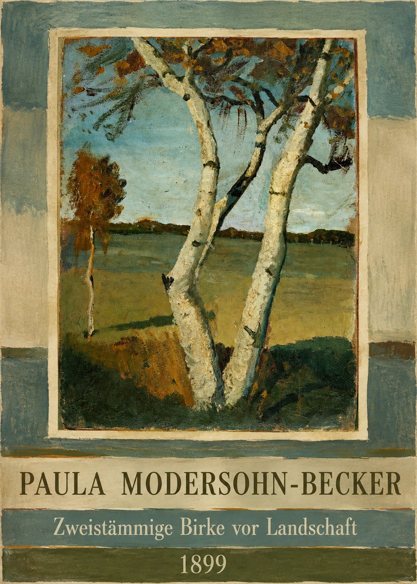 Paula Modersohn-Becker Zweistämmige Birke Vor Landschaft No2 - Plakat