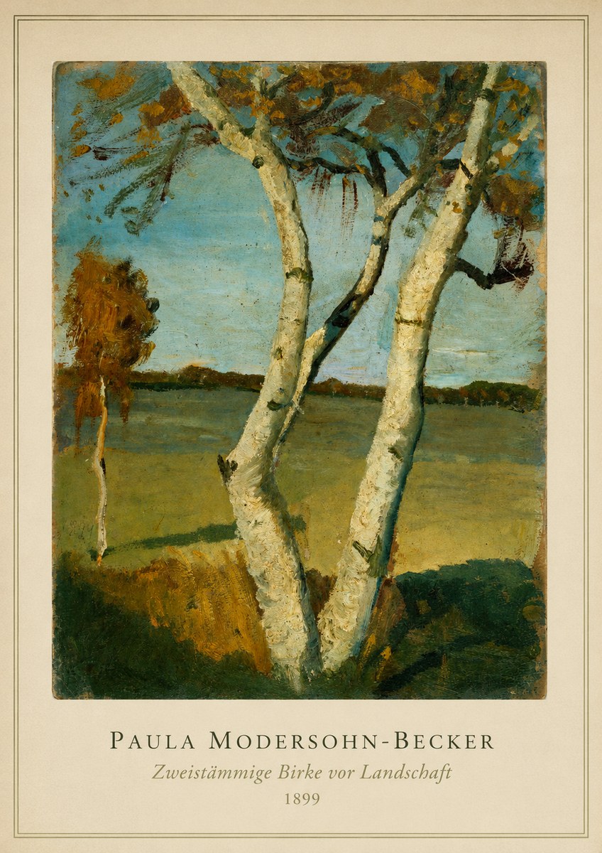 Paula Modersohn-Becker Zweistämmige Birke Vor Landschaft No3 - Plakat