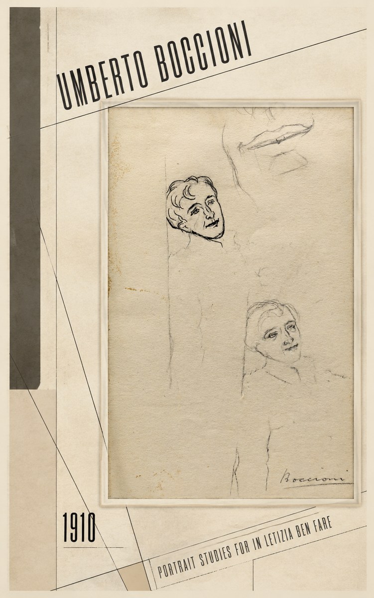 Umberto Boccioni Portrait Studies for in Letizia Ben Fare No2 - Plakat