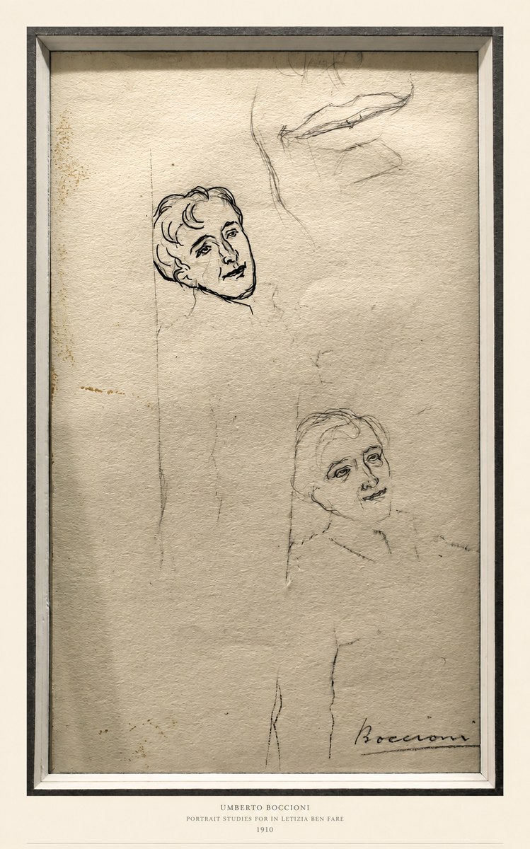 Umberto Boccioni Portrait Studies for in Letizia Ben Fare No6 - Plakat