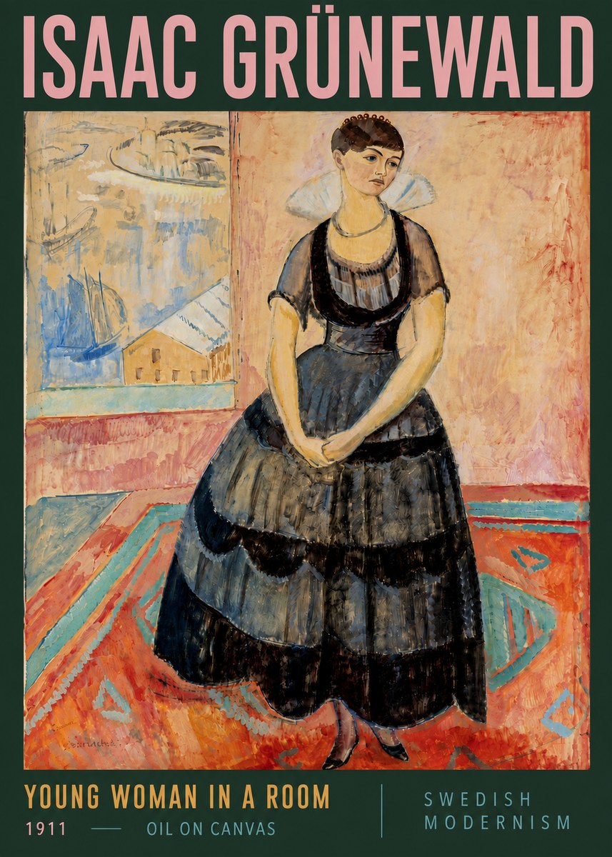 Isaac Grünewald Young Woman in a Room No5 - Plakat