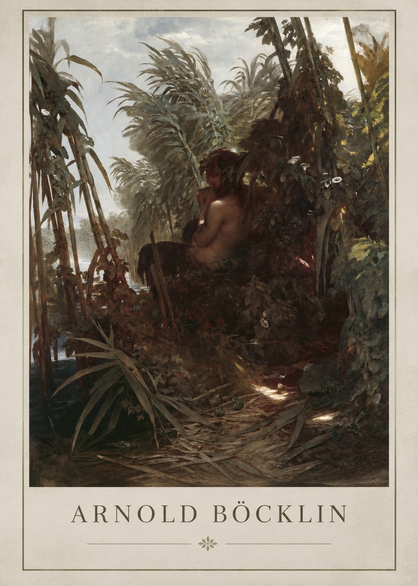 Arnold Böcklin Faun Playing the Panpipes No2 - Plakat