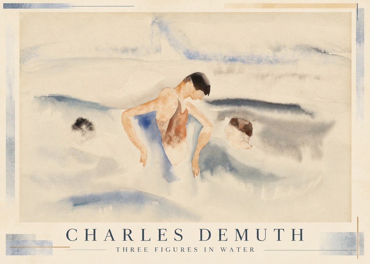 Charles Demuth Three Figures in Water No1 - Plakat