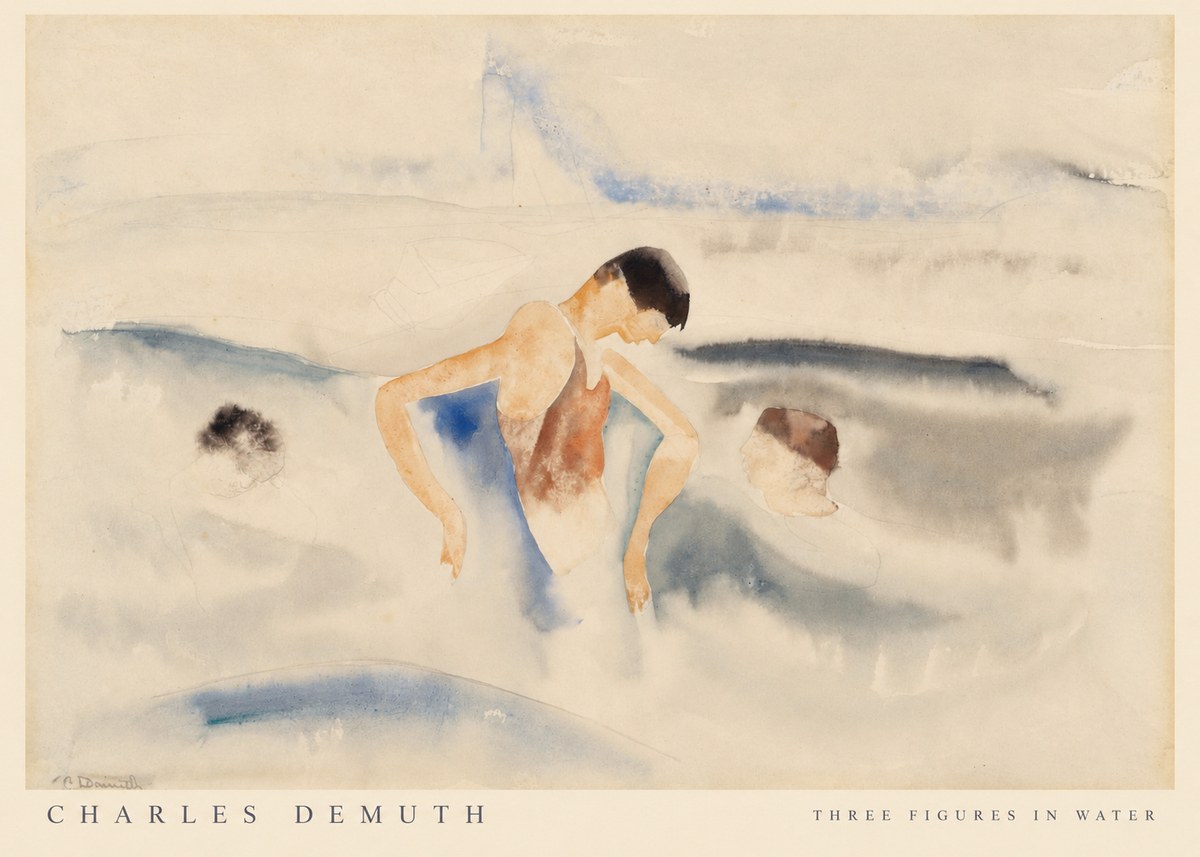Charles Demuth Three Figures in Water No6 - Plakat